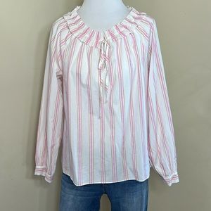 JCREW WOMENS MEDIUM WHITE, PINK AND TAN BLOUSE